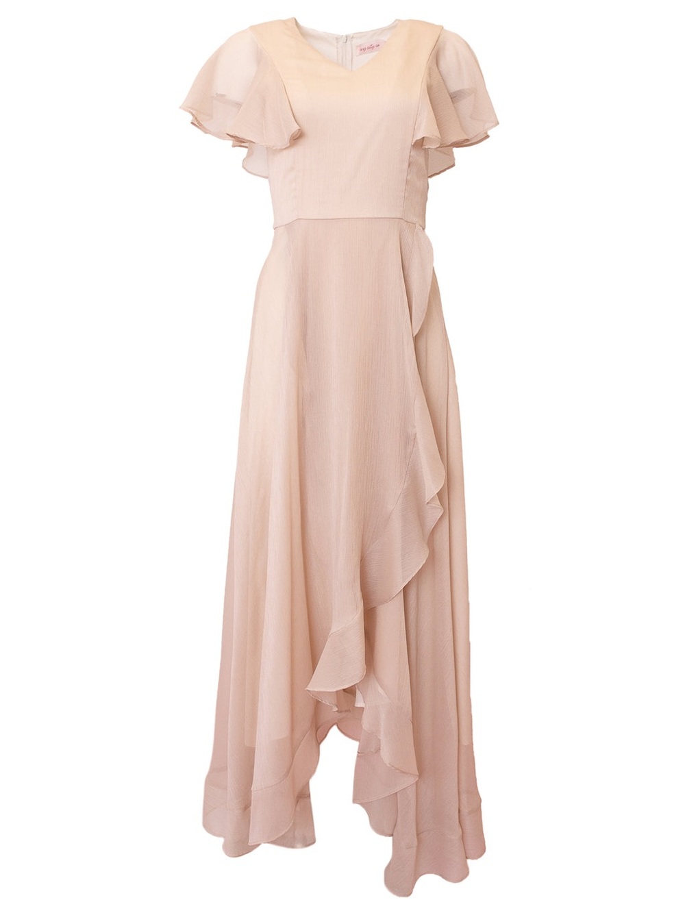 Ivy City Co Blush Ruffle High-Low Maxi Dress